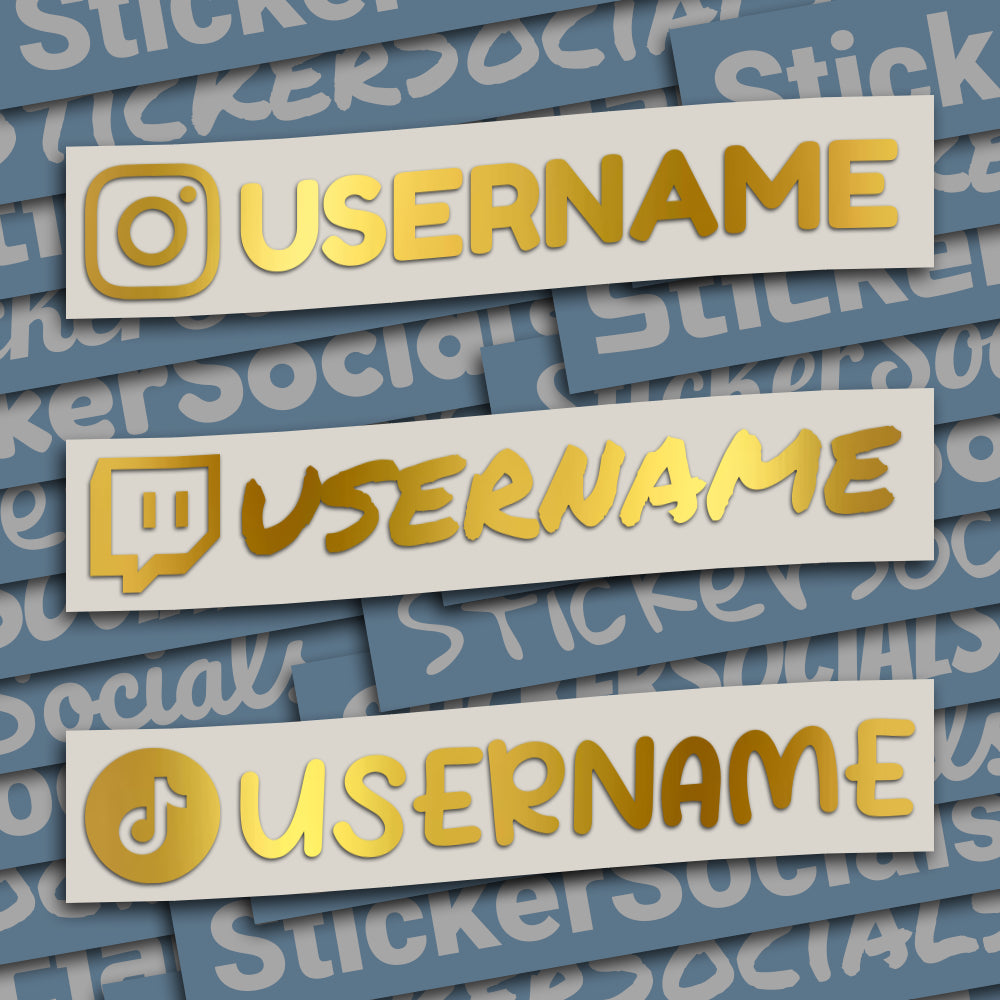 Personalised Metallic Gold Social Media Decal Sticker