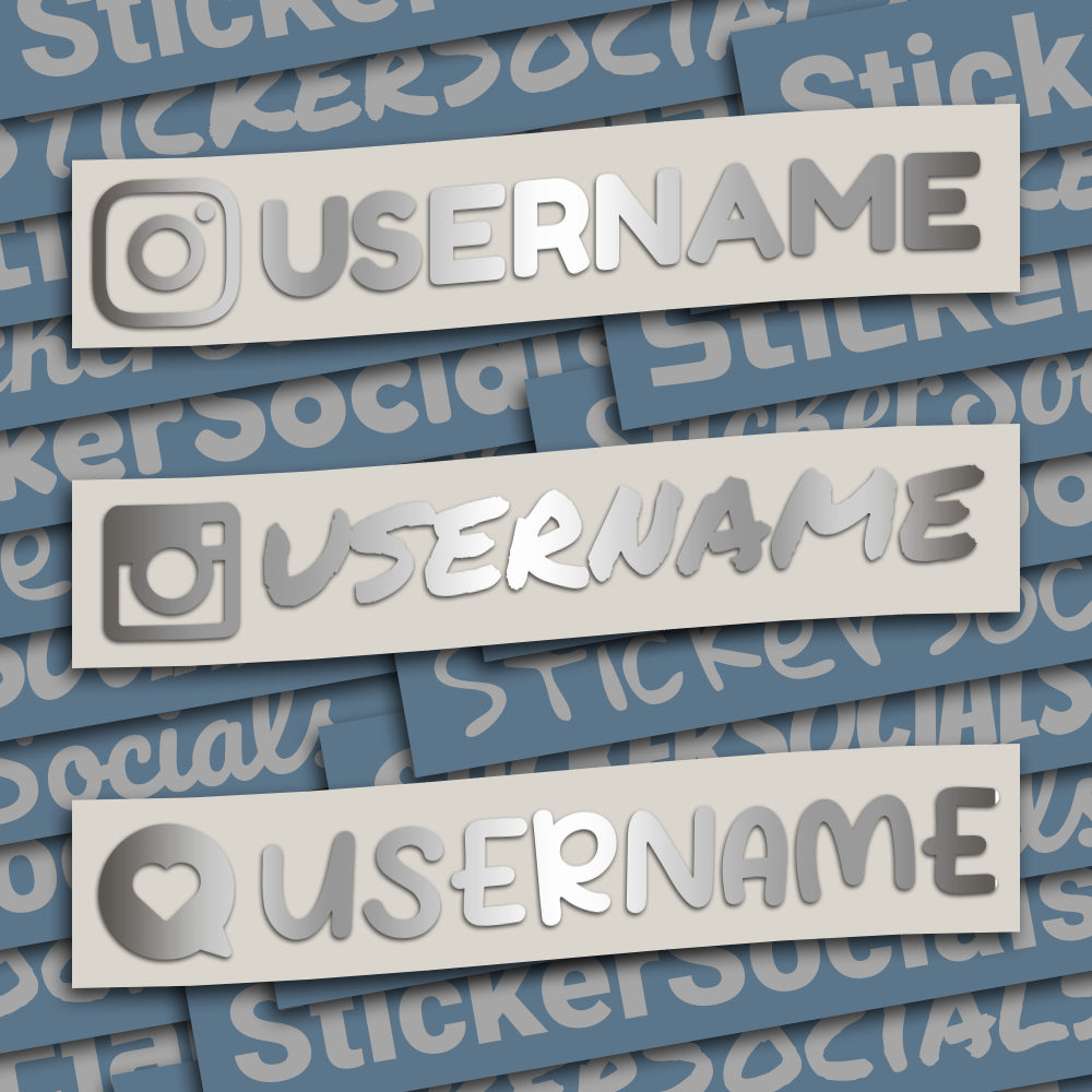 Personalised Metallic Silver Instagram Decal Sticker