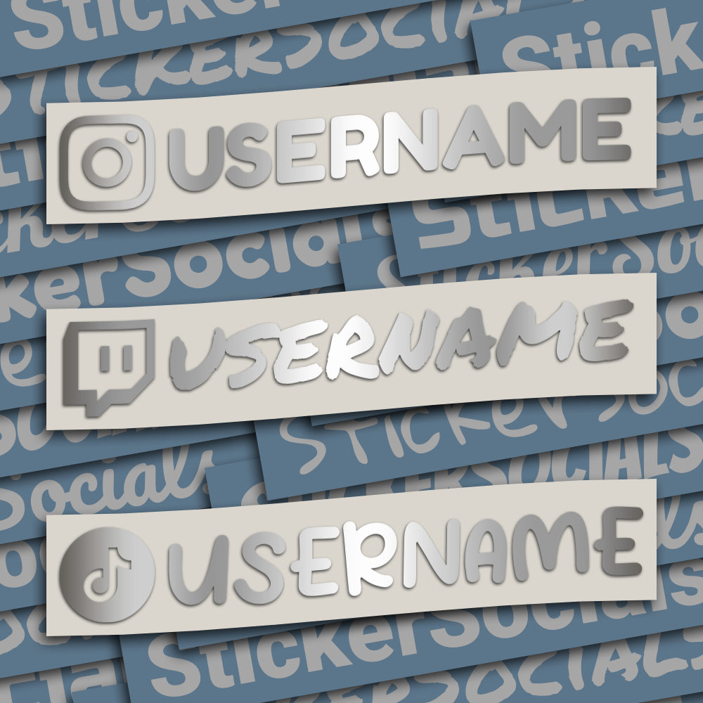 Personalised Metallic Silver Social Media Decal Sticker